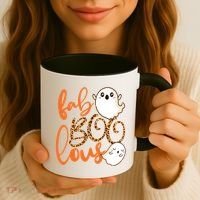 Stylish leopard Halloween Fab-BOO-lous Ghost Coffee Mug thumb 3