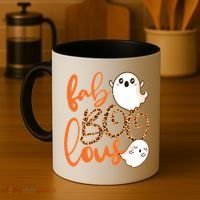Stylish leopard Halloween Fab-BOO-lous Ghost Coffee Mug thumb 4
