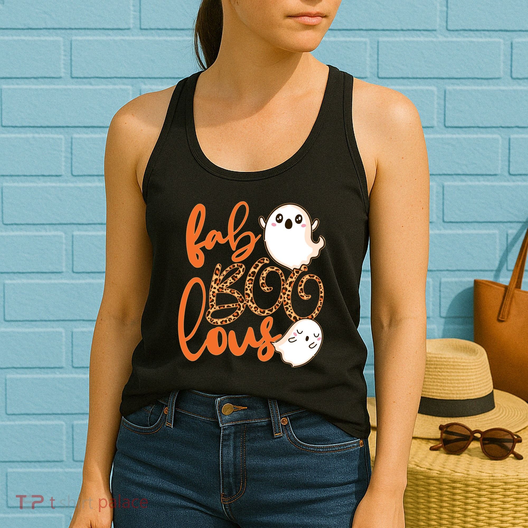 Stylish leopard Halloween Fab-BOO-lous Ghost Women's Tank Top
