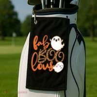 Stylish leopard Halloween Fab-BOO-lous Ghost Golf Towel thumb 2