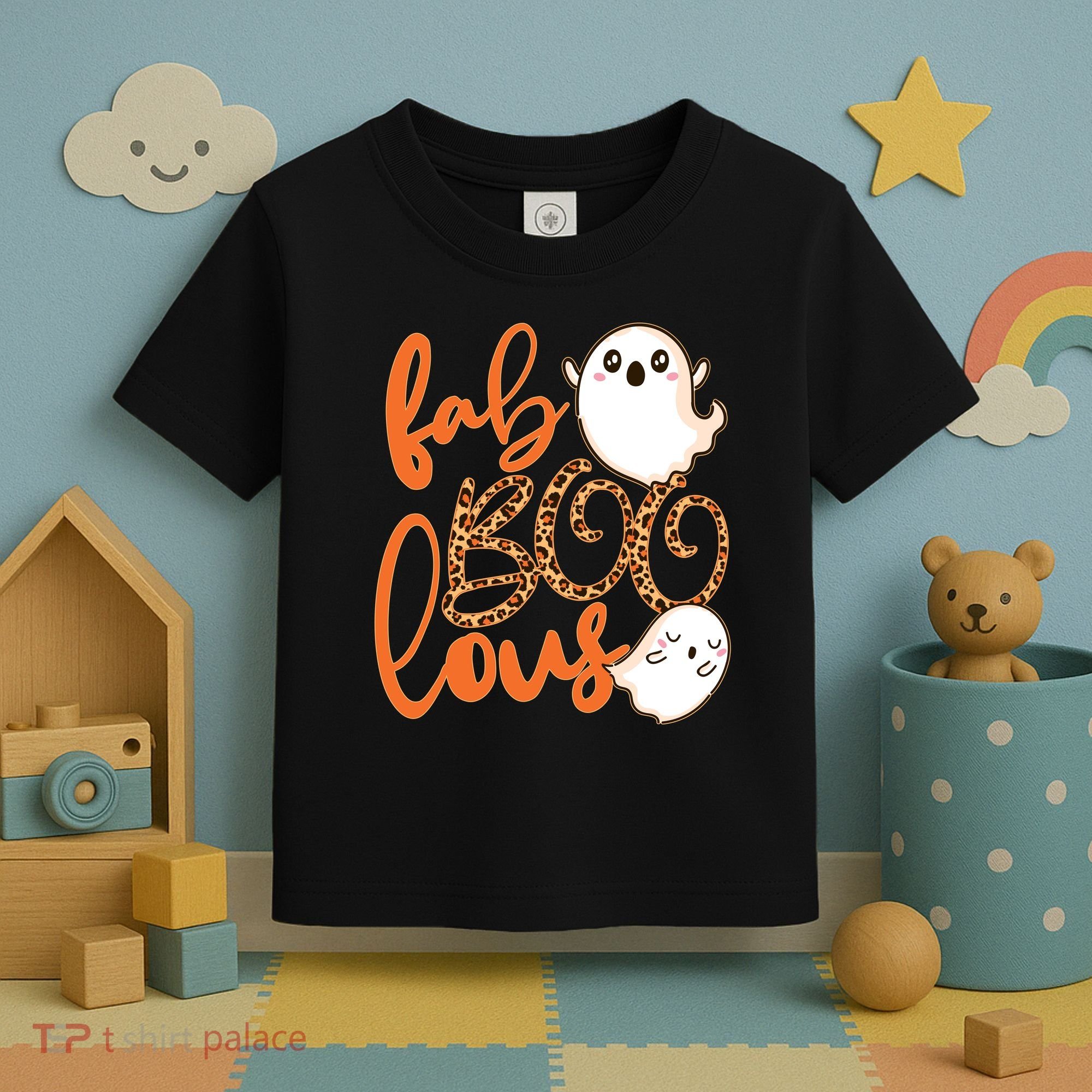 Stylish leopard Halloween Fab-BOO-lous Ghost Toddler T-Shirt