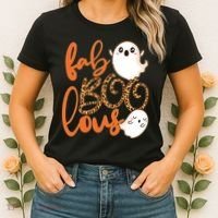 Stylish leopard Halloween Fab-BOO-lous Ghost Women's T-Shirt thumb 2