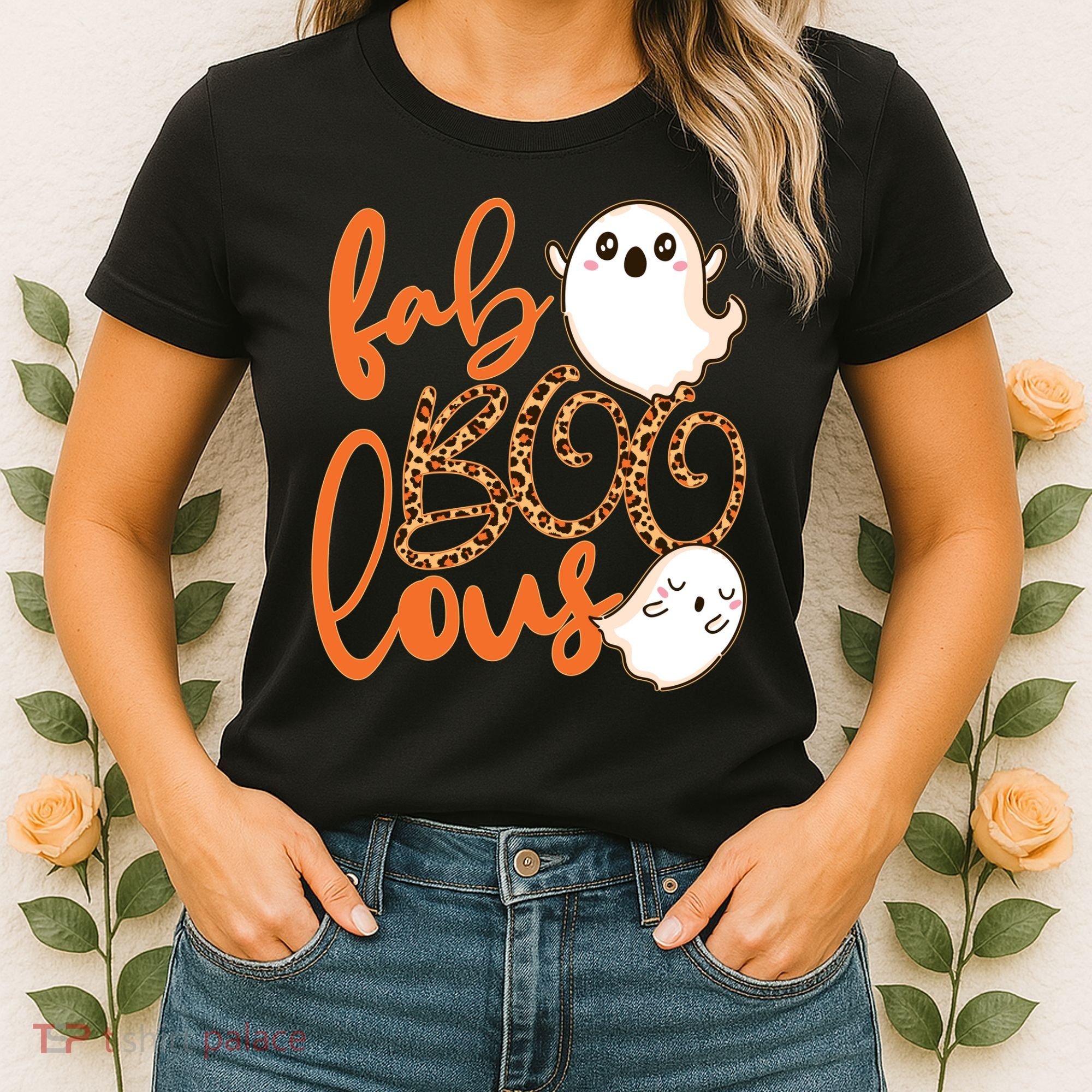 Stylish leopard Halloween Fab-BOO-lous Ghost Women's T-Shirt
