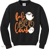 Stylish leopard Halloween Fab-BOO-lous Ghost Kids Sweatshirt thumb 0