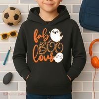 Stylish leopard Halloween Fab-BOO-lous Ghost Kids Hoodie thumb 2