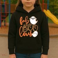 Stylish leopard Halloween Fab-BOO-lous Ghost Kids Hoodie thumb 3