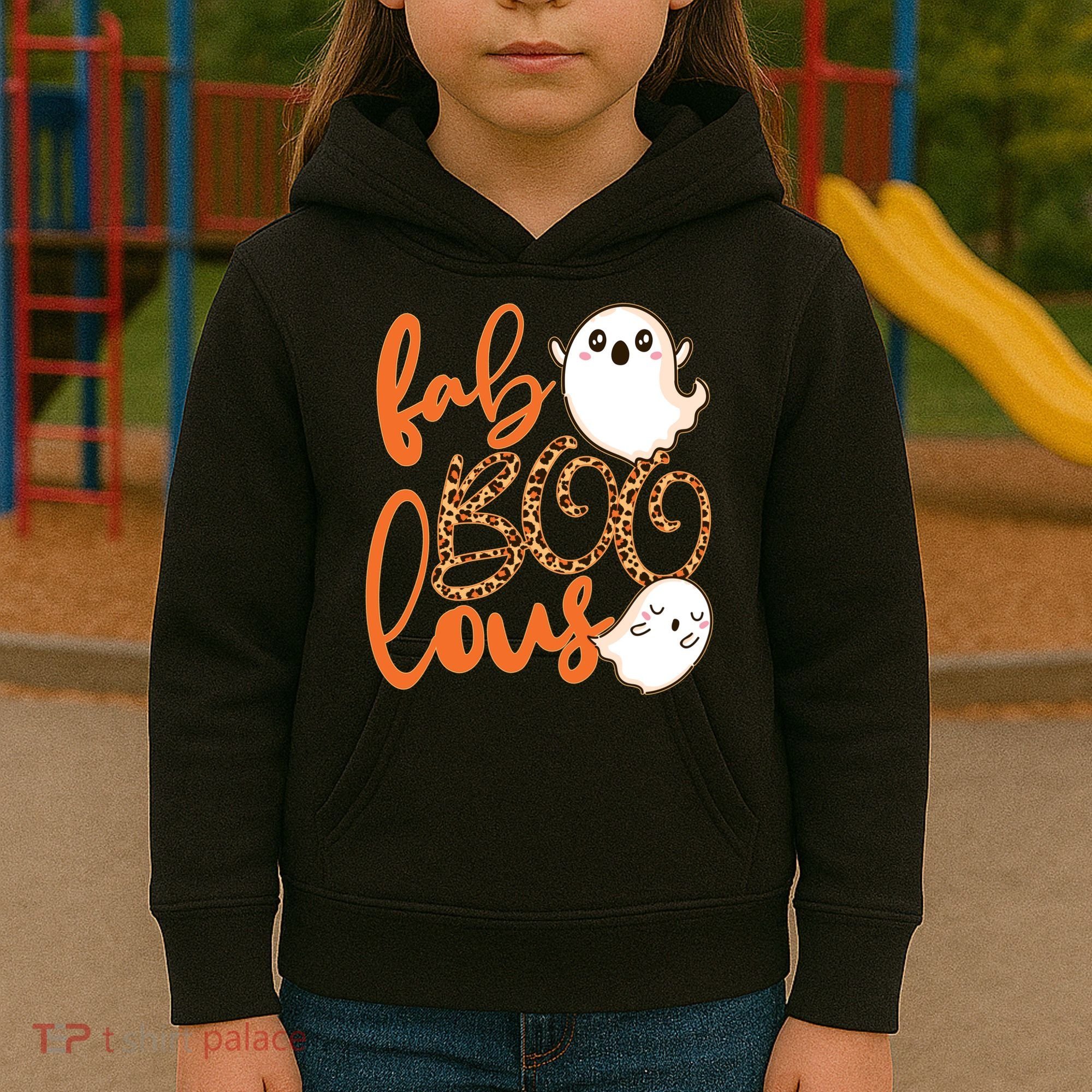 Stylish leopard Halloween Fab-BOO-lous Ghost Kids Hoodie