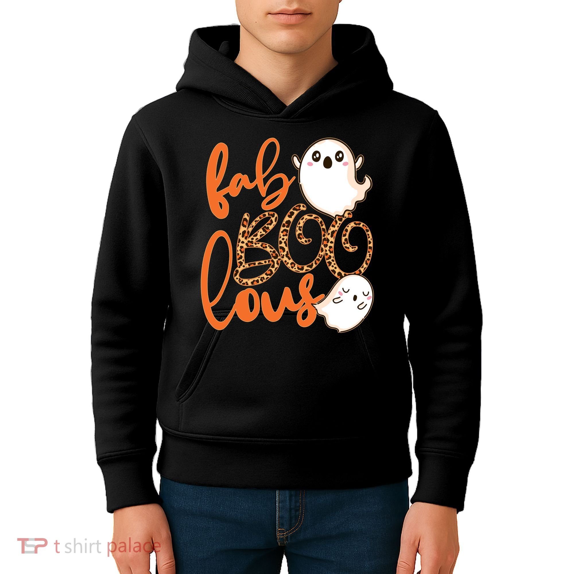 Stylish leopard Halloween Fab-BOO-lous Ghost Kids Hoodie