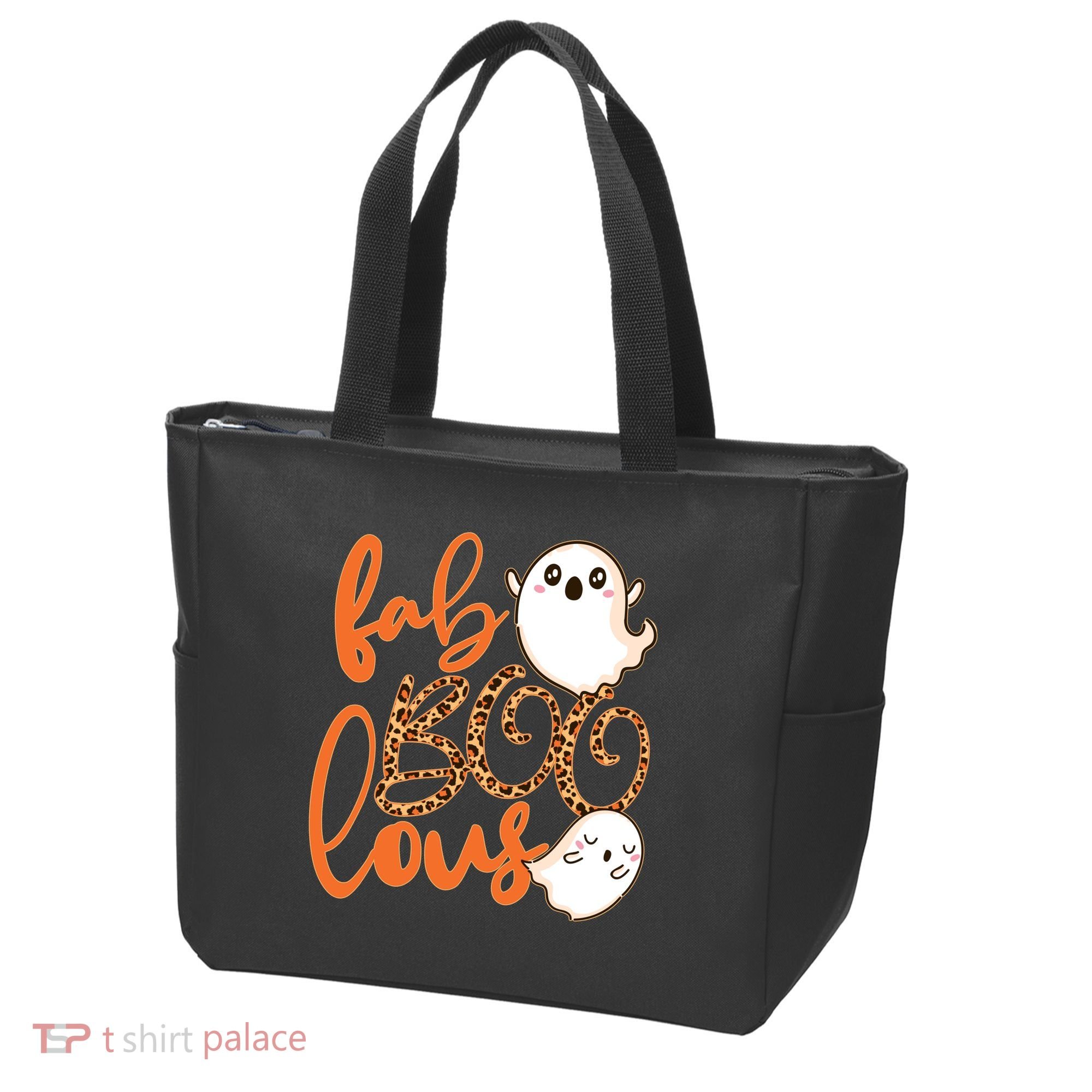 Stylish leopard Halloween Fab-BOO-lous Ghost Tote Bag