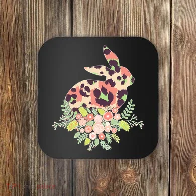 Stylish Leopard Pattern Easter Bunny Coaster