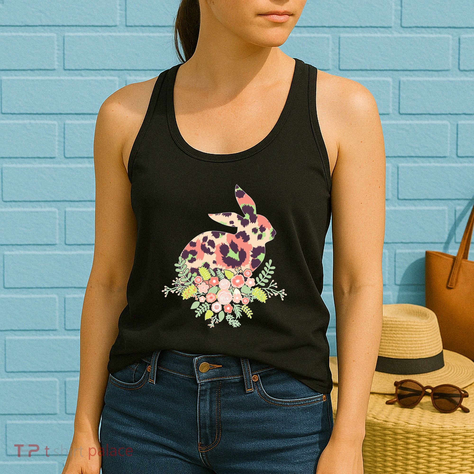 Stylish Leopard Pattern Easter Bunny Women's Tank Top