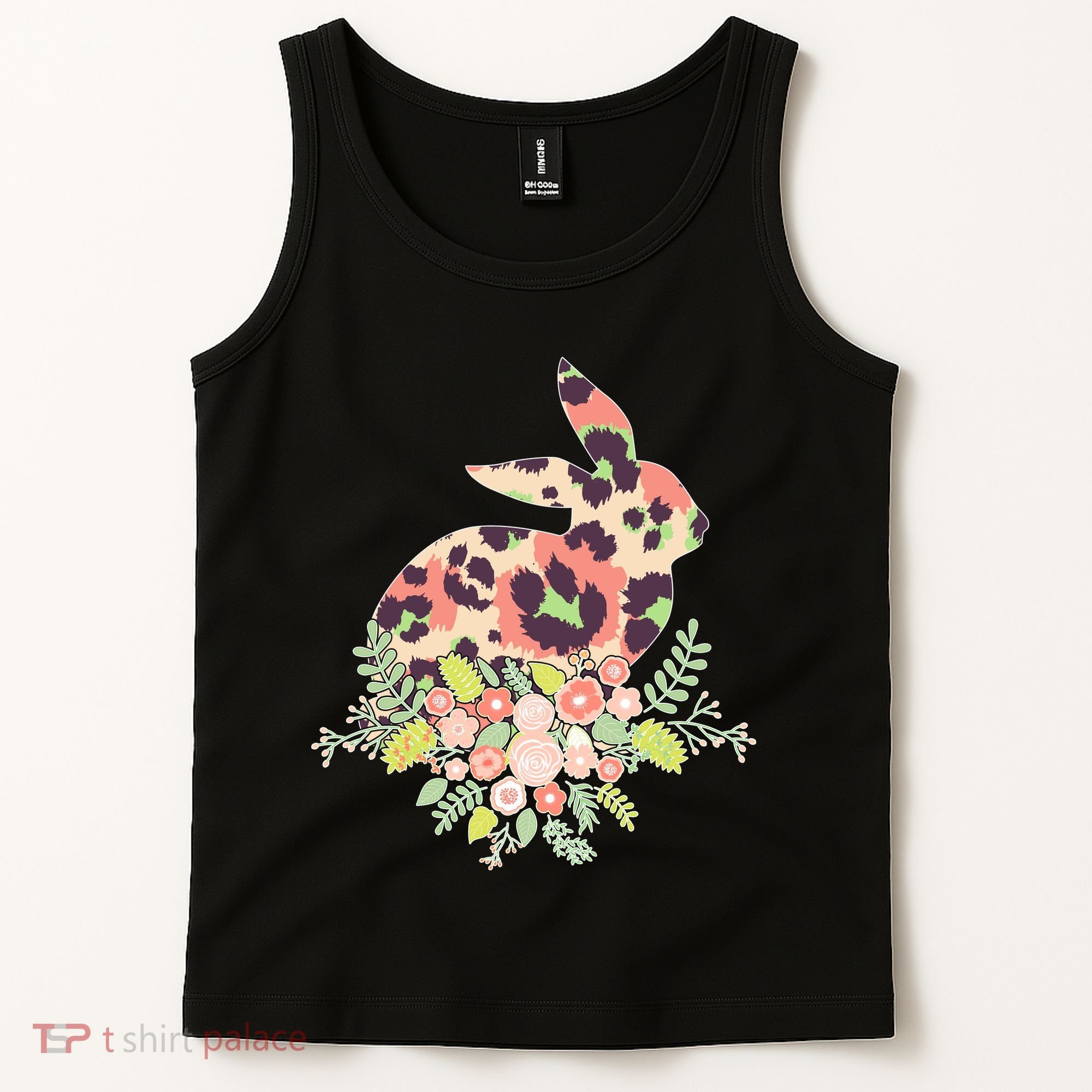 Stylish Leopard Pattern Easter Bunny Tank Top