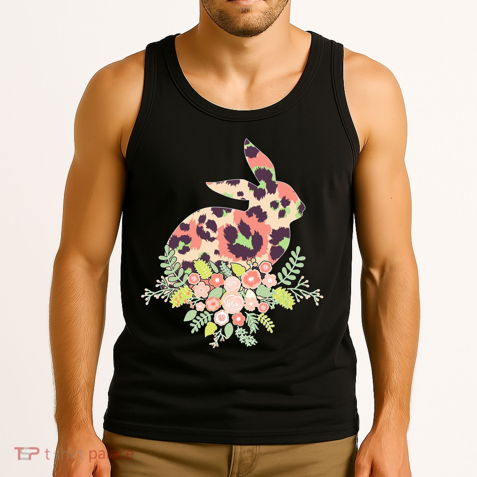 Stylish Leopard Pattern Easter Bunny Tank Top