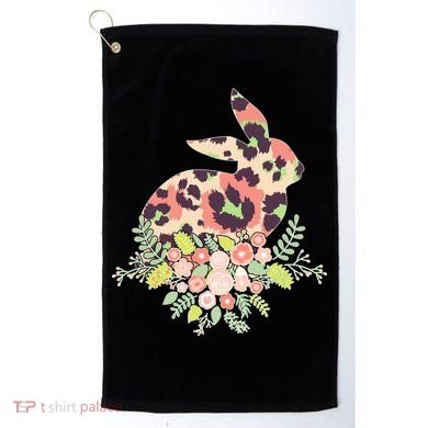 Stylish Leopard Pattern Easter Bunny Golf Towel