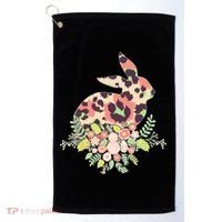 Stylish Leopard Pattern Easter Bunny Golf Towel thumb 0
