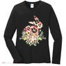 Stylish Leopard Pattern Easter Bunny Women's Long Sleeve Shirt