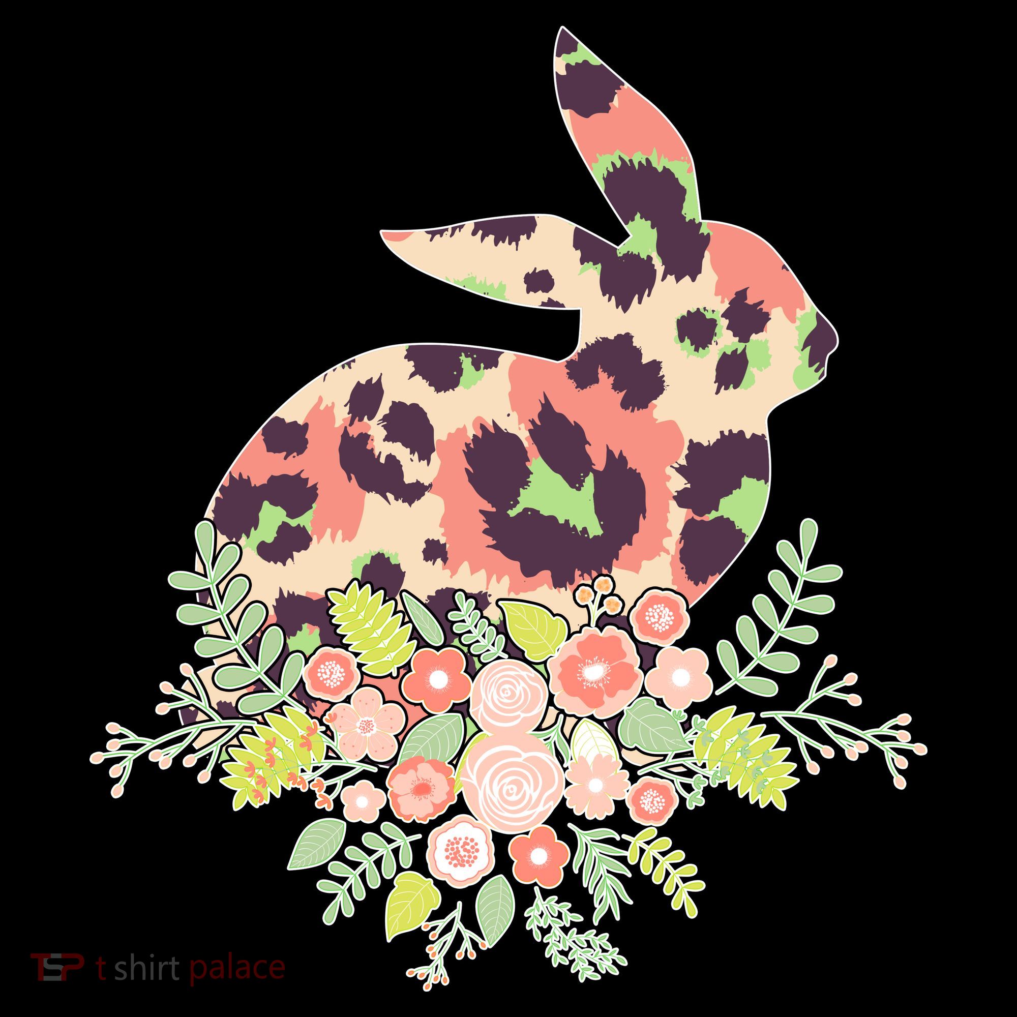 Stylish Leopard Pattern Easter Bunny Women's Long Sleeve Shirt
