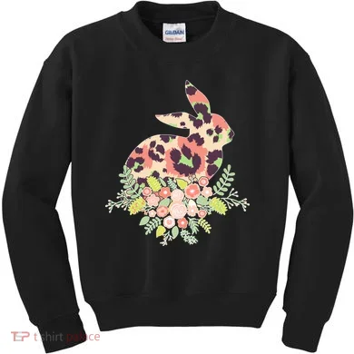 Stylish Leopard Pattern Easter Bunny Kids Sweatshirt