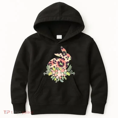 Stylish Leopard Pattern Easter Bunny Kids Hoodie