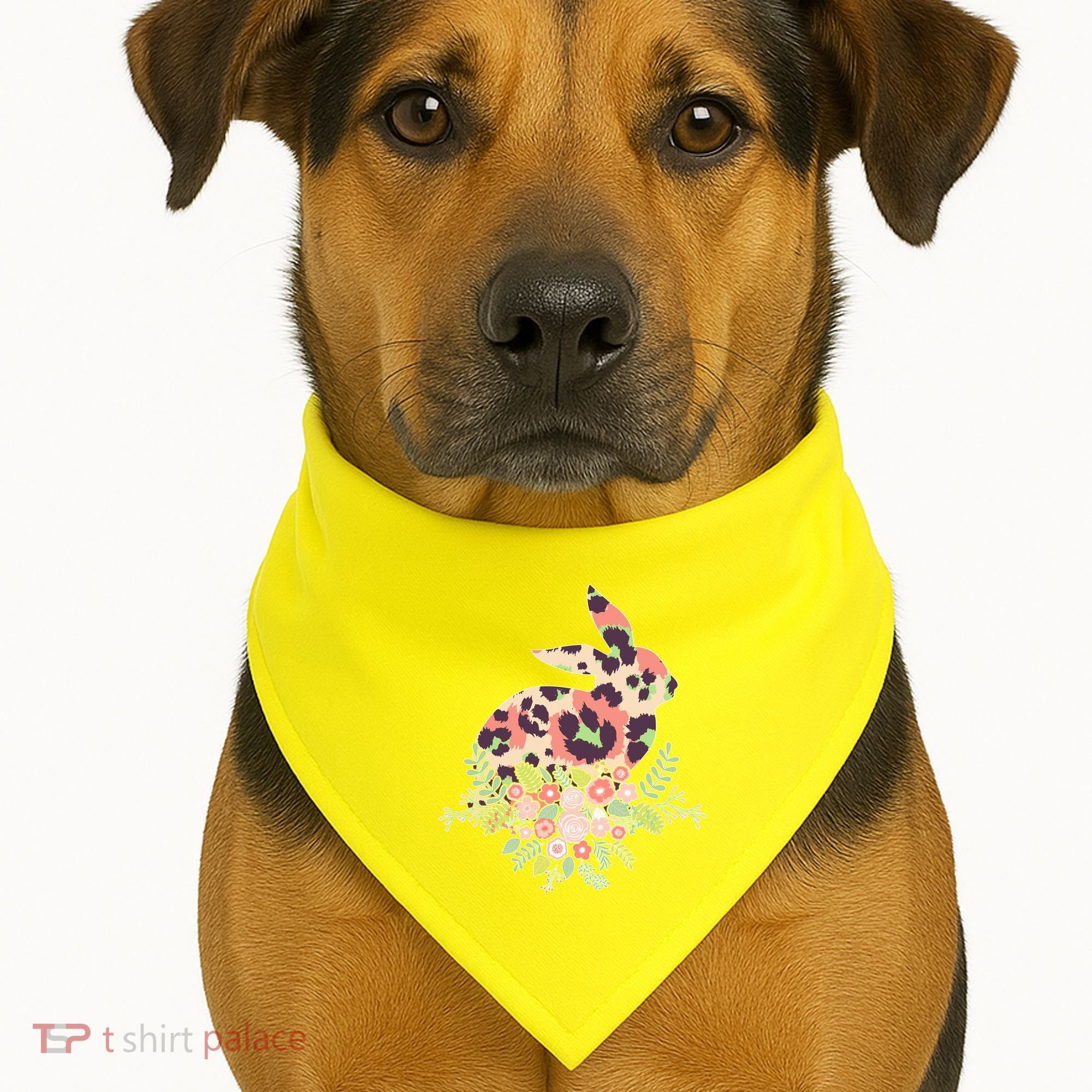 Stylish Leopard Pattern Easter Bunny USA-Made Doggie Bandana