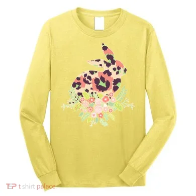 Stylish Leopard Pattern Easter Bunny Long Sleeve Shirt
