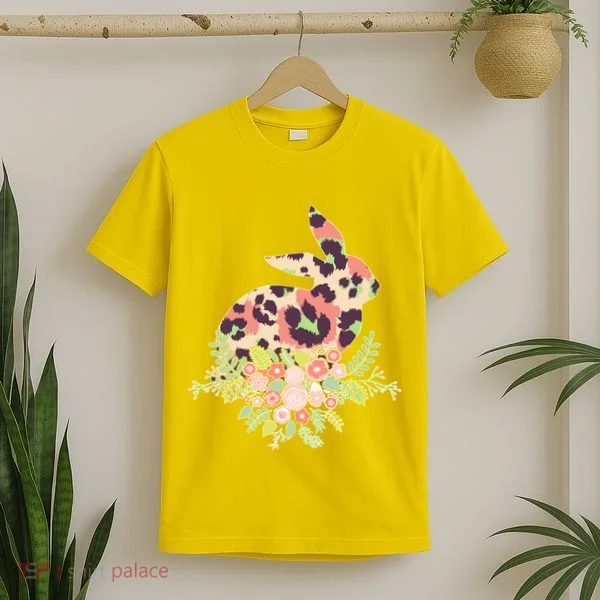 Stylish Leopard Pattern Easter Bunny T-Shirt
