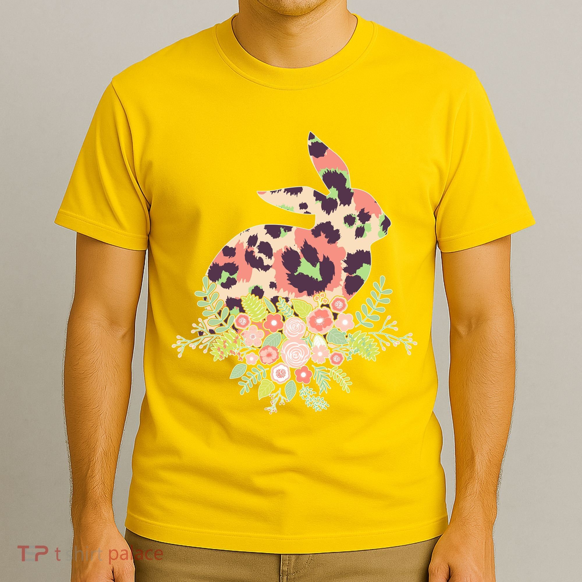 Stylish Leopard Pattern Easter Bunny T-Shirt
