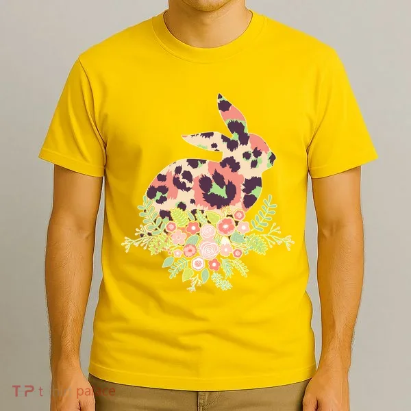 Stylish Leopard Pattern Easter Bunny T-Shirt
