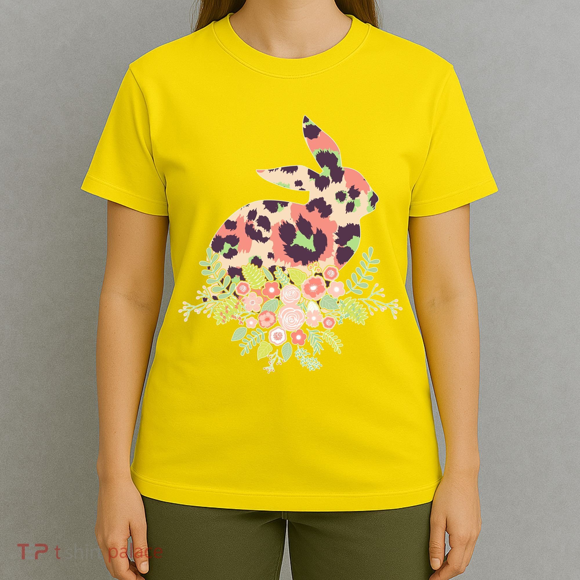 Stylish Leopard Pattern Easter Bunny T-Shirt