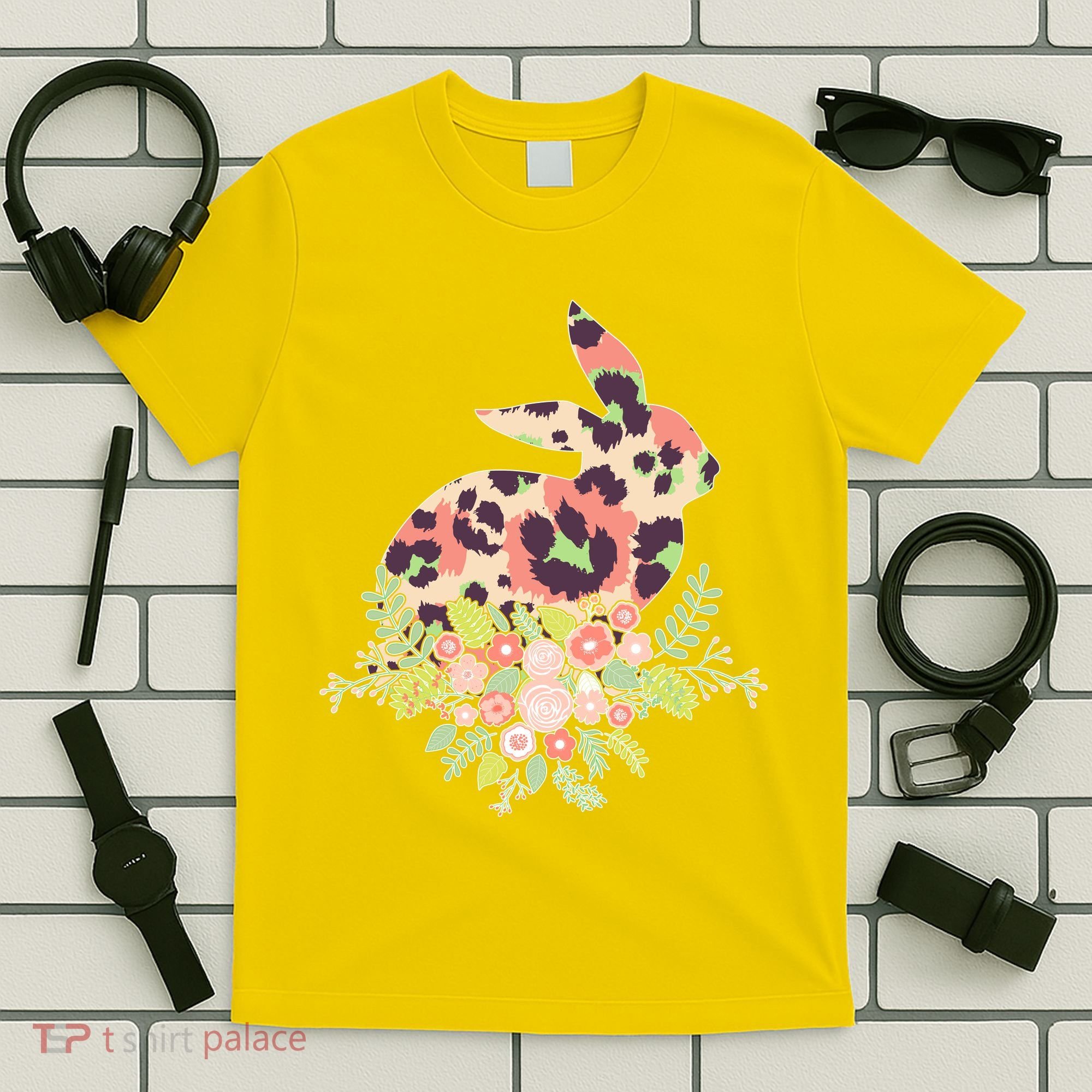 Stylish Leopard Pattern Easter Bunny T-Shirt