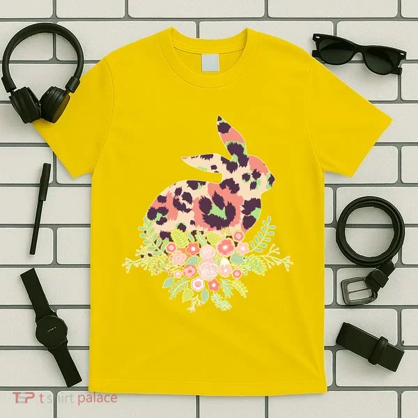 Stylish Leopard Pattern Easter Bunny T-Shirt