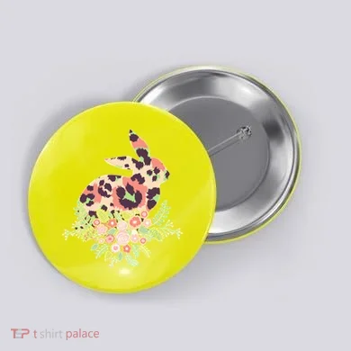 Stylish Leopard Pattern Easter Bunny Button