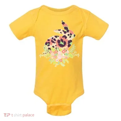 Stylish Leopard Pattern Easter Bunny Baby Bodysuit