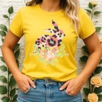 Stylish Leopard Pattern Easter Bunny Women's T-Shirt thumb 2