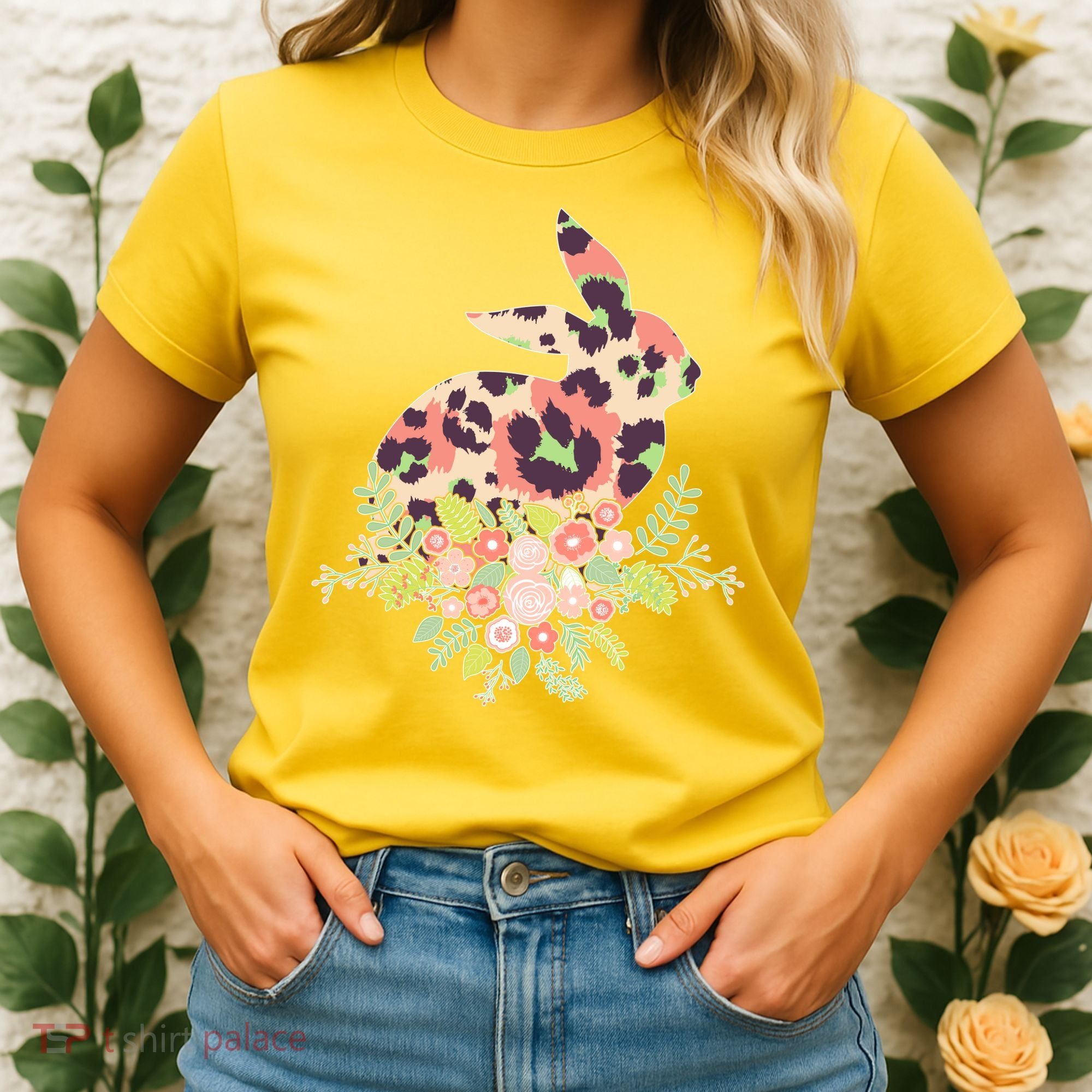Stylish Leopard Pattern Easter Bunny Women's T-Shirt