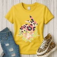 Stylish Leopard Pattern Easter Bunny Women's T-Shirt thumb 3