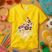 Stylish Leopard Pattern Easter Bunny Kids T-Shirt thumb 3