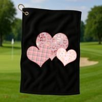 Stylish Pattern Hearts Golf Towel thumb 1