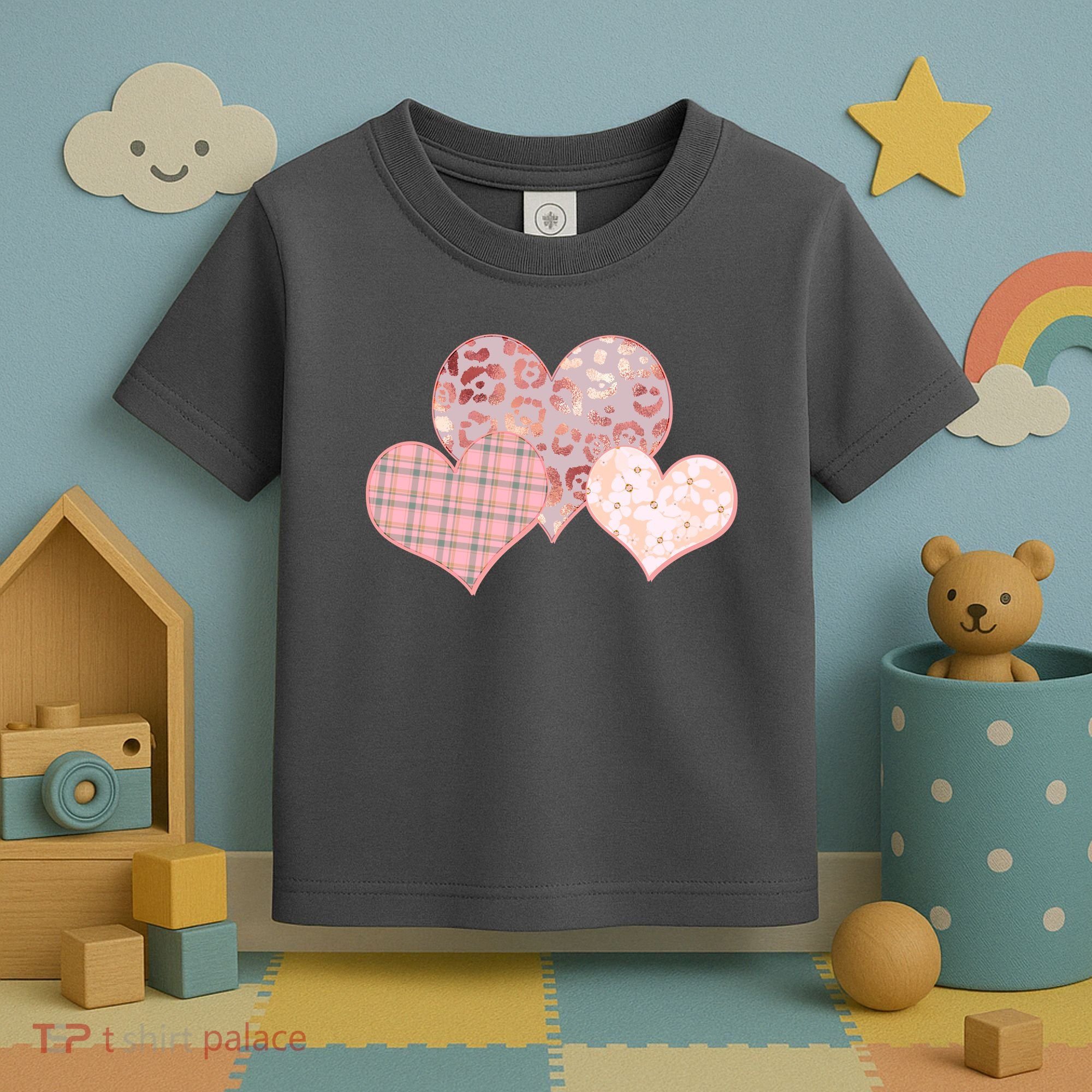 Stylish Pattern Hearts Toddler T-Shirt