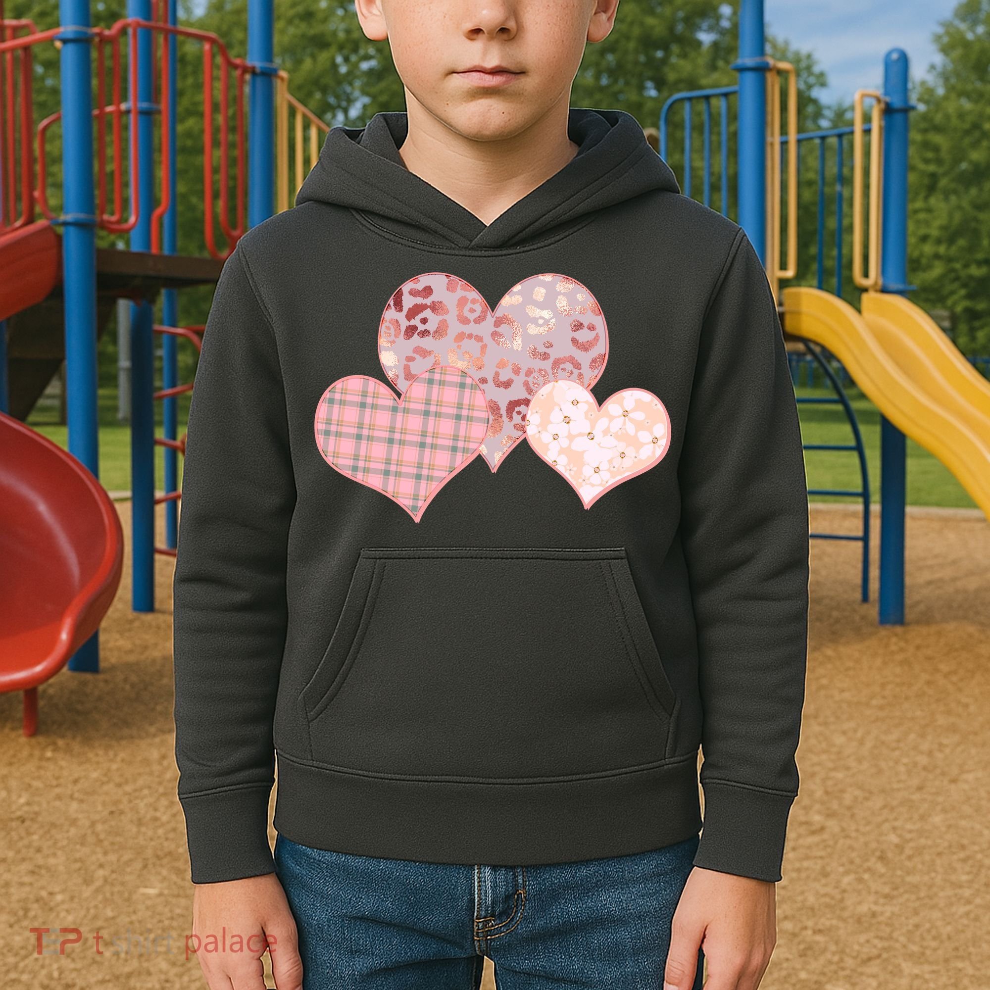 Stylish Pattern Hearts Kids Hoodie