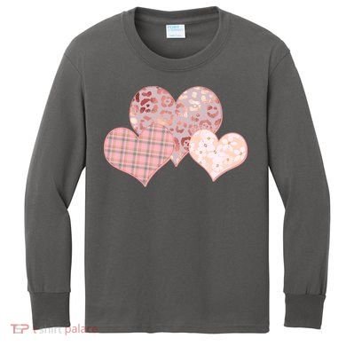 Stylish Pattern Hearts Kids Long Sleeve Shirt
