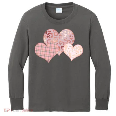 Stylish Pattern Hearts Kids Long Sleeve Shirt