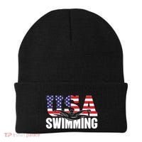 Swimming Us American Flag Water Swimmer And Swim Great Gift Beanie thumb 0