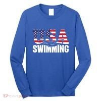 Swimming Us American Flag Water Swimmer And Swim Great Gift Long Sleeve Shirt thumb 0