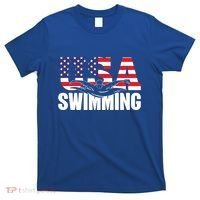 Swimming Us American Flag Water Swimmer And Swim Great Gift T-Shirt thumb 0