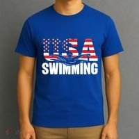 Swimming Us American Flag Water Swimmer And Swim Great Gift T-Shirt thumb 3