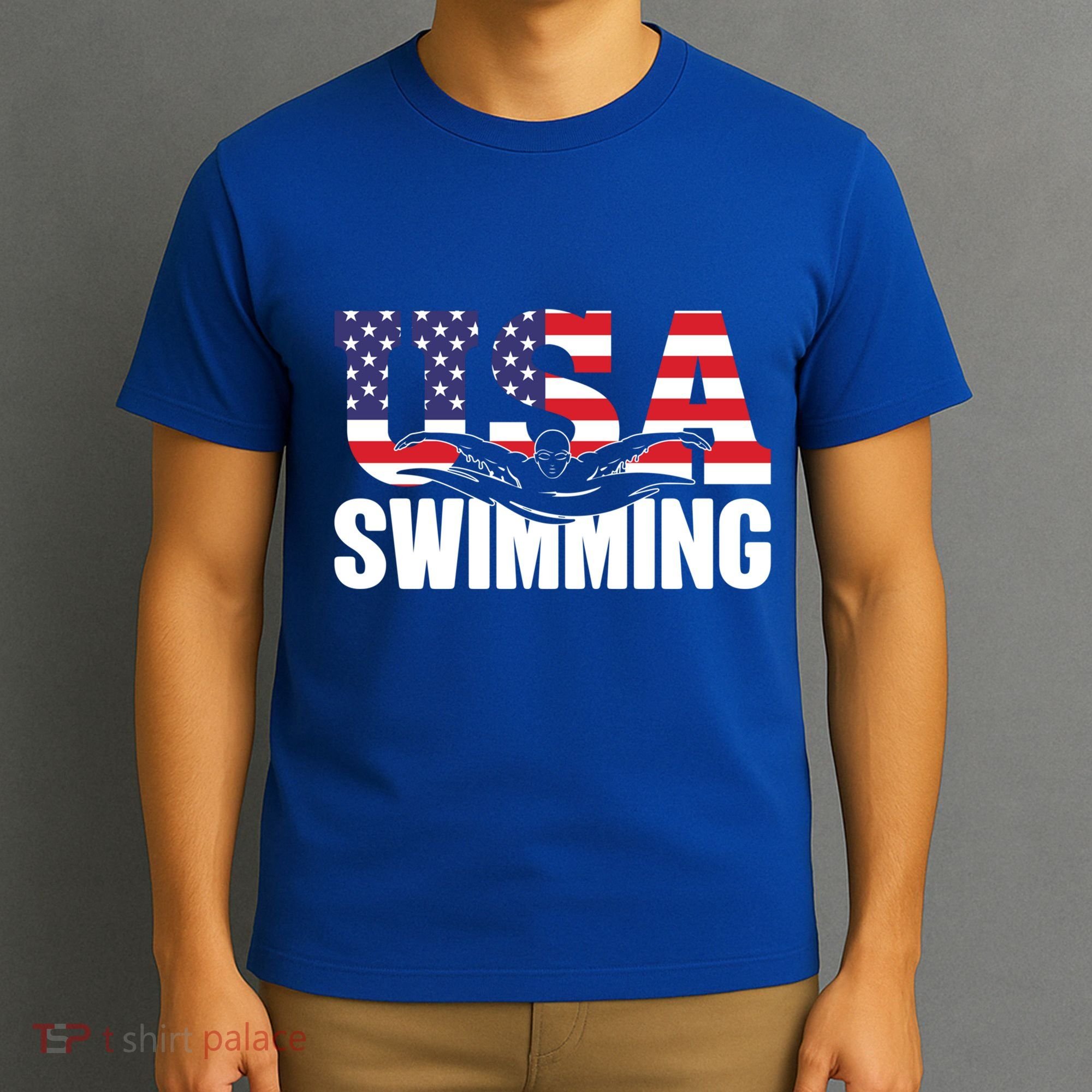 Swimming Us American Flag Water Swimmer And Swim Great Gift T-Shirt