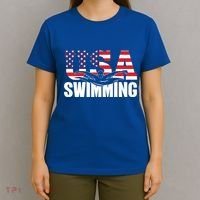 Swimming Us American Flag Water Swimmer And Swim Great Gift T-Shirt thumb 4