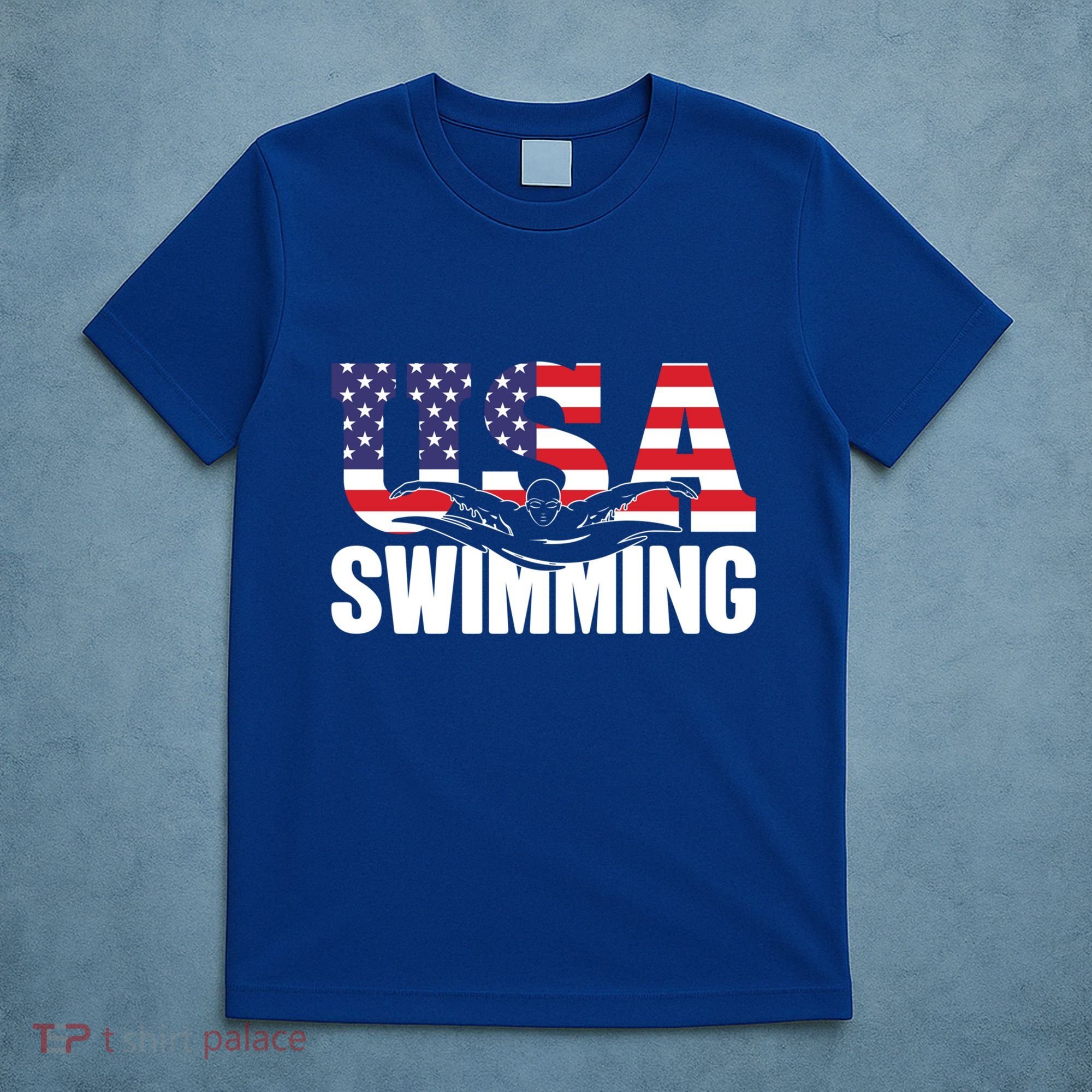 Swimming Us American Flag Water Swimmer And Swim Great Gift T-Shirt