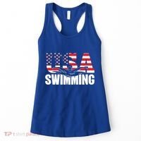 Swimming Us American Flag Water Swimmer And Swim Great Gift Women's Tank Top thumb 0
